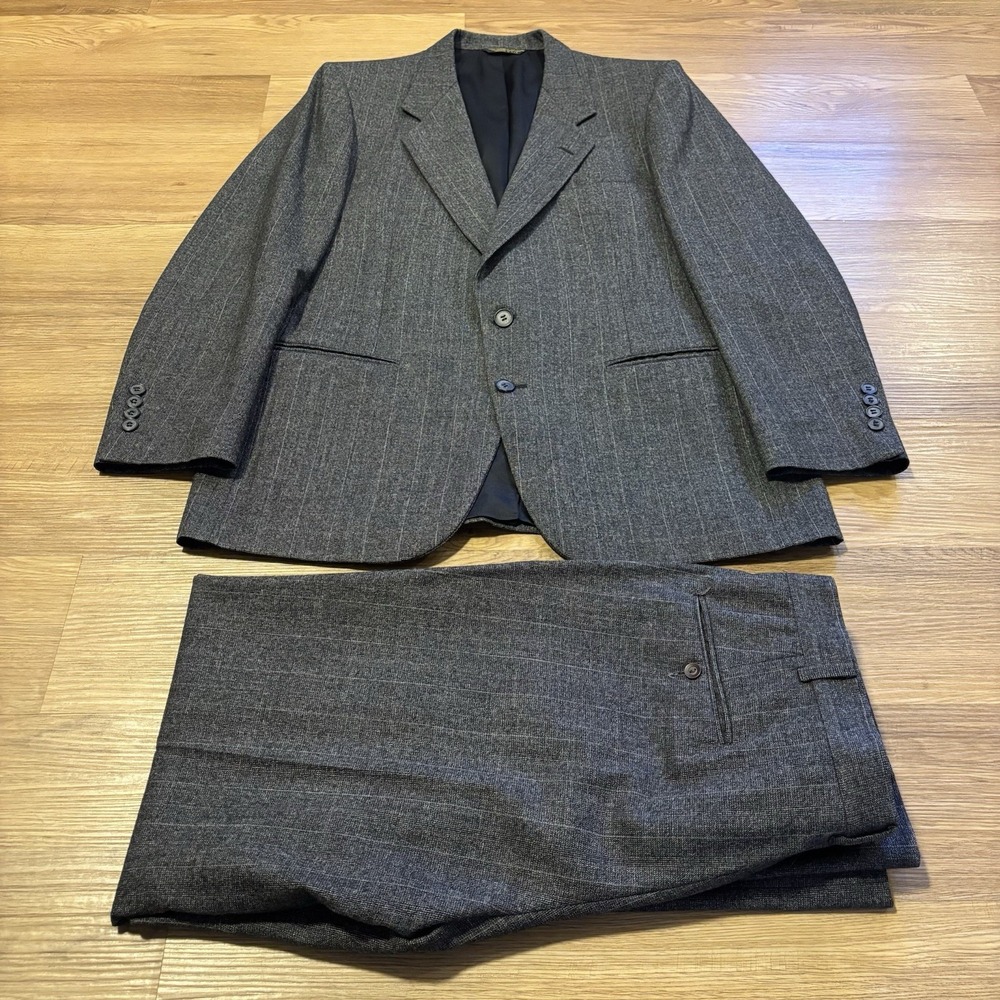 VTG 70s 2-Piece Man In Wool Suit 40R 34x31 Nino Cerruti Gray Wool Tweed USA Made